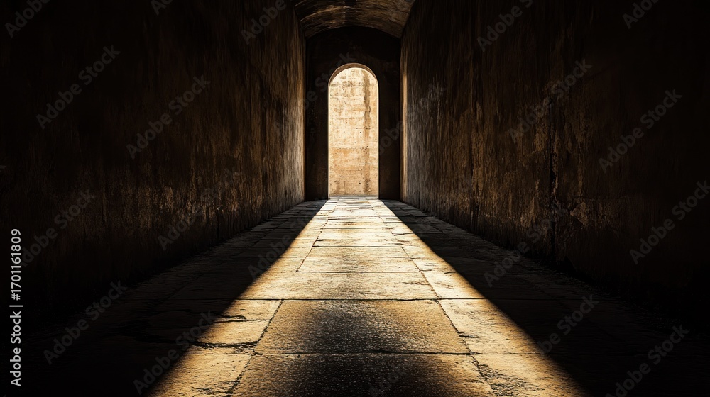 Fototapeta premium Dark tunnel with light at the end