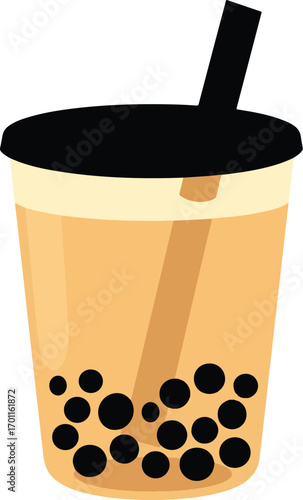 Bubble Tea Delight: A refreshing and stylish bubble tea with a straw ready to quench your thirst. Perfectly illustrating a delightful treat in this vibrant close-up shot.