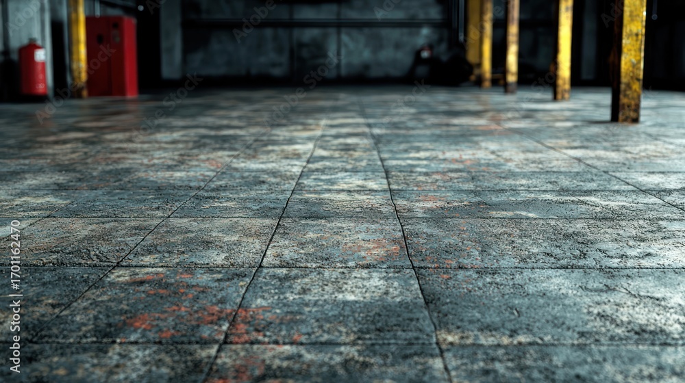 Obraz premium Industrial gray tiled floor