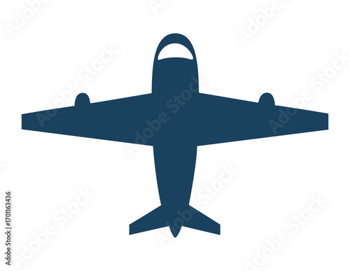 Single-engine propeller airplane silhouette vector illustration from a top-down view