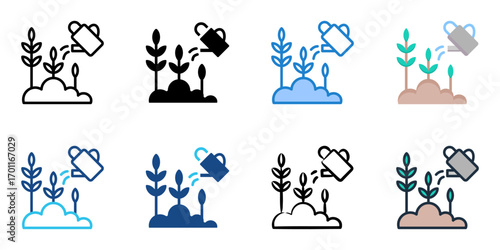 Horticulture icon set multiple style collection 
