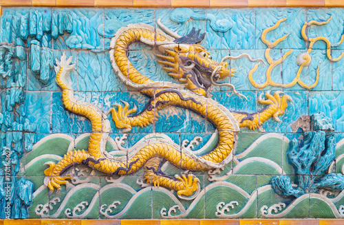 Wallpaper Mural close up on ancient nine dragon screen wall built 600 years ago in forbidden city Torontodigital.ca