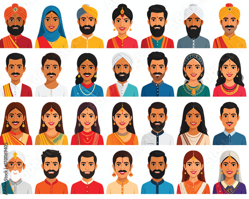 indian avatar people set icon