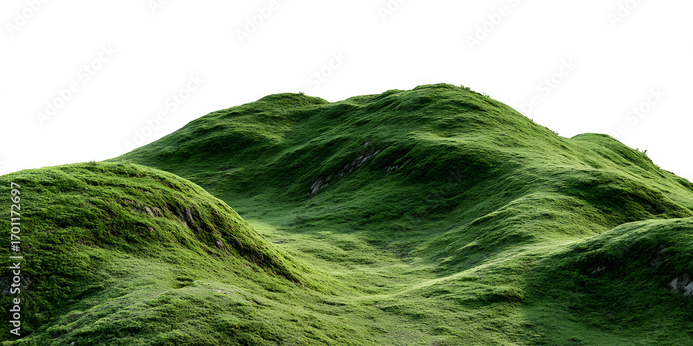 Obraz premium Isolated Green Hill Vector on White Background