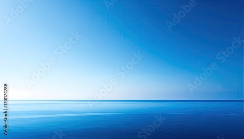 Serene Ocean Horizon: Blue Gradient Sky and Calm Water