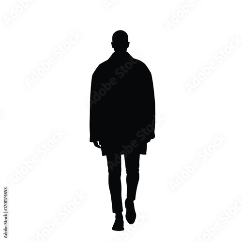 Minimalist Vector Illustration of Man Walking in Black Silhouette Style for Modern Design
