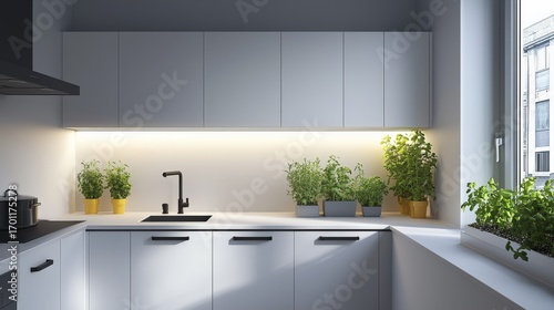 Wallpaper Mural Modern kitchen with plants and natural light Torontodigital.ca