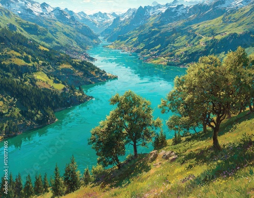 Mountain River Valley Scenery
