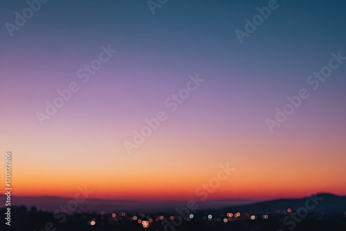 Blurry sunset view over city