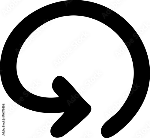Black circular arrow for refresh, reload, rotate, undo, redo actions.