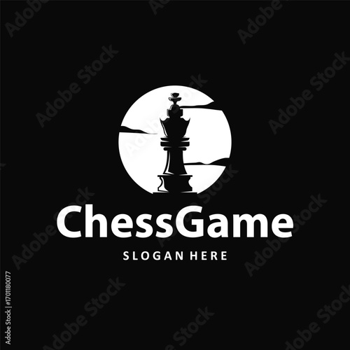 chess logo concept vintage retro game design miniature chess pawn design, silhouette concept symbol icon illustration vector and icon