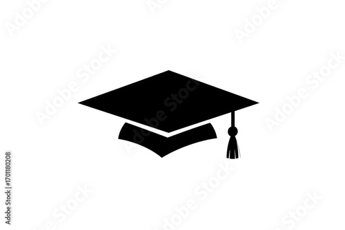 Black graduation cap with a tassel hanging from it