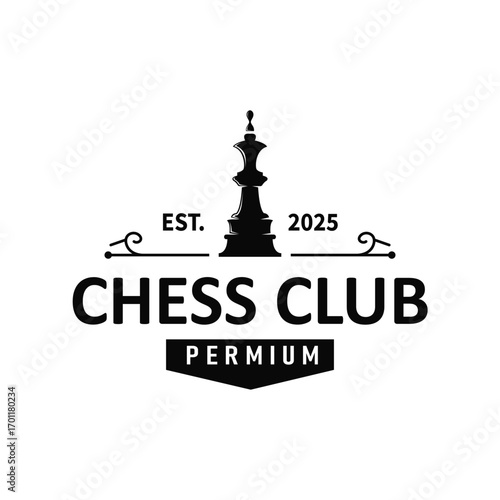 chess logo concept vintage retro game design miniature chess pawn design, silhouette concept symbol icon illustration vector and icon