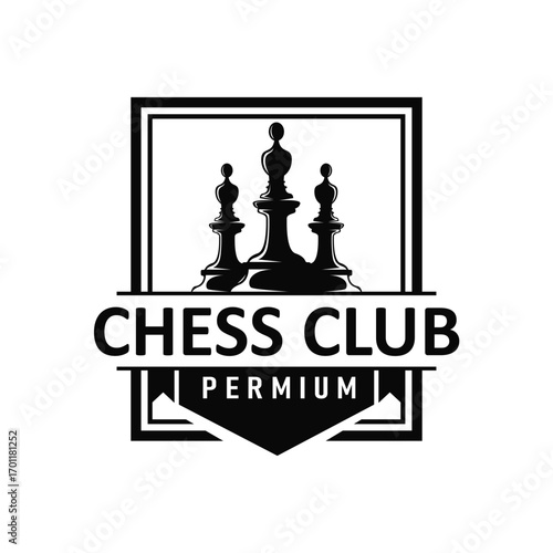 chess logo concept vintage retro game design miniature chess pawn design, silhouette concept symbol icon illustration vector and icon