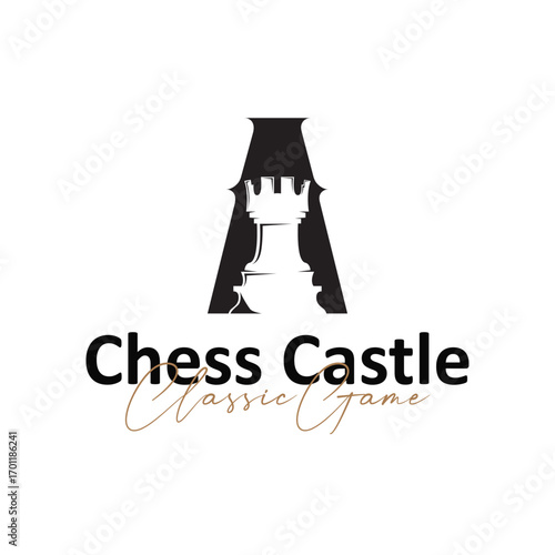 chess logo concept vintage retro game design miniature chess pawn design, silhouette concept symbol icon illustration vector and icon
