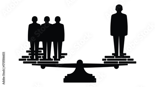 Scales of justice weighing individual against group