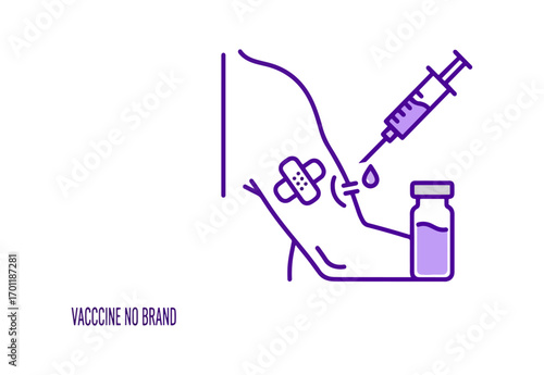 Vaccination illustration with syringe and vial