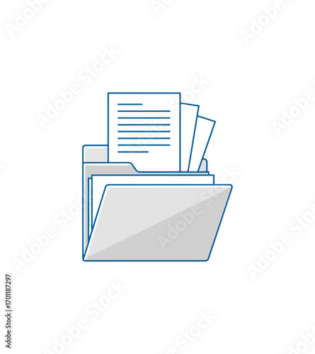 Opened gray folder with documents