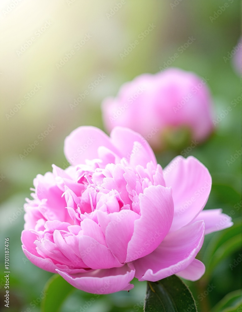 Obraz premium A vibrant pink flower blooms gracefully, its delicate petals unfurling, surrounded by lush green leaves that provide a vivid backdrop, enhancing its beauty.