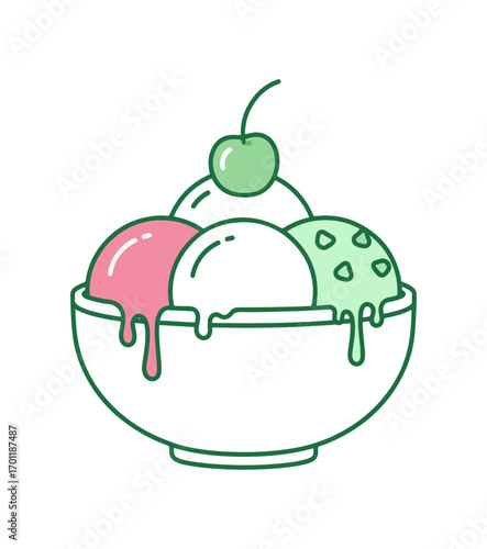 Colorful ice cream in bowl illustration