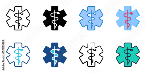 Emergency Medical Technician icon set multiple style collection 
