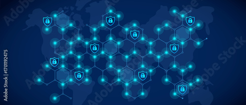 Cyber security and information or network protection. Future cyber technology web services for business and internet project.