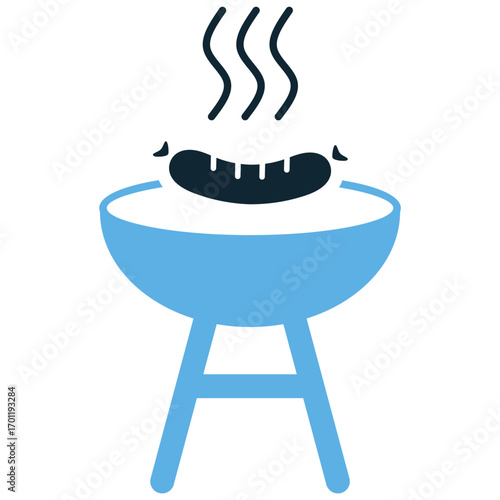 BBQ icon vector. Perfect for barbecue, grilling, and outdoor dining themes. A simple, clear symbol representing a classic method of cooking meat and vegetables.