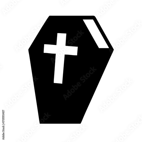 Black cross vector symbol with reflection for a religious illustration or a medical icon
