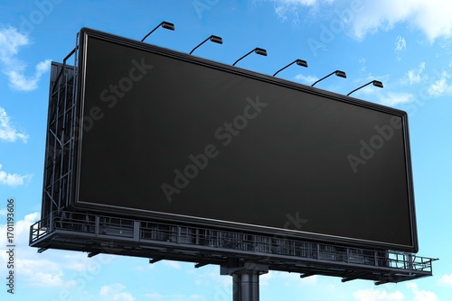 Large blank digital billboard against a partly cloudy sky