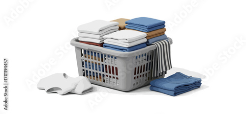 Laundry basket filled with clothes