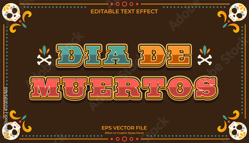 decorative dia de muertos editable text effect design