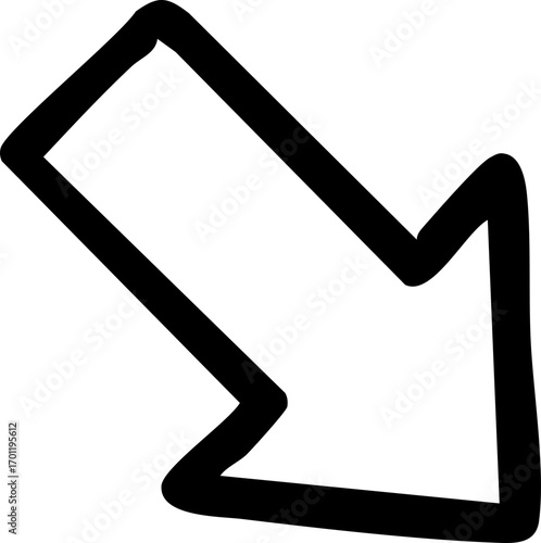 Black arrow pointing downwards on a white background indicating direction.