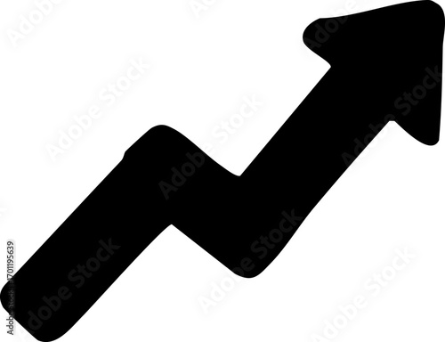 Black arrow pointing upwards representing growth and progress in business.