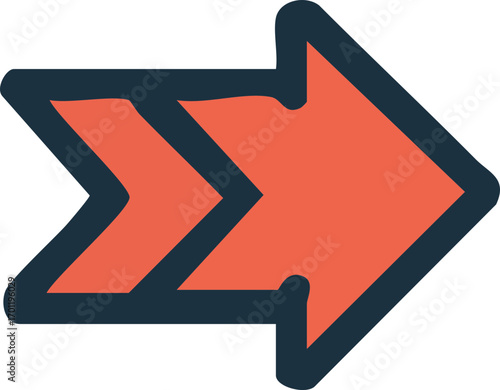 Orange Arrow Symbol Pointing Right Direction Forward.