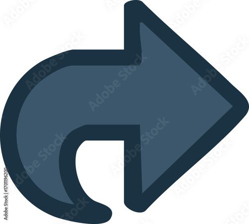 Simple blue curved arrow icon for sharing or forwarding.