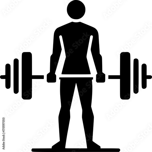 Weightlifter Silhouette: A determined individual lifts a barbell in a bold black silhouette, symbolizing strength, fitness, and the pursuit of physical excellence.