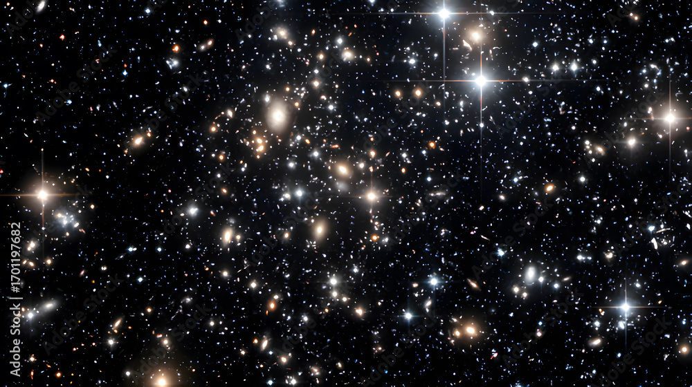 Obraz premium A cosmic scene of the early universe with stars of wildly different sizes and luminosities, breaking the mold of uniformity