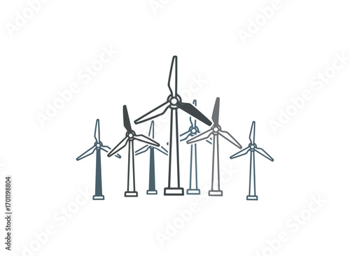 Wind turbines energy production illustration