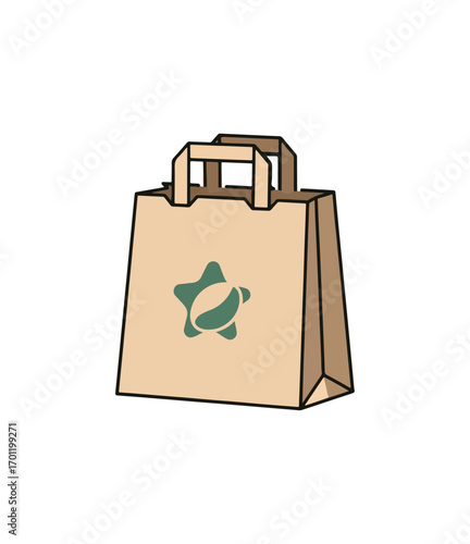 Beige paper shopping bag with coffee bean design