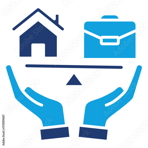 Work Life Balance Flat Blue Icon