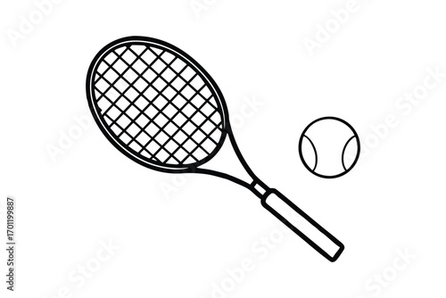 tennis racket and ball vector design icon symbol logo 