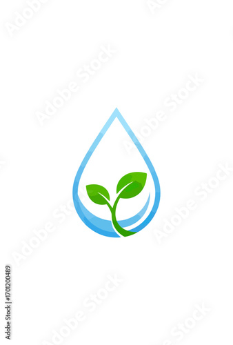 Water drop with sprout logo