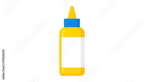 Yellow bottle with blue cap and blank label