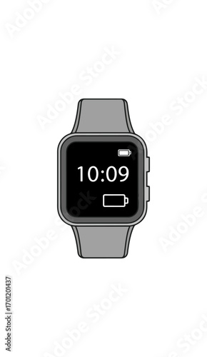 Smartwatch displaying time and battery