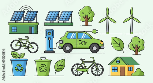 Eco friendly transportation and renewable energy sources.
