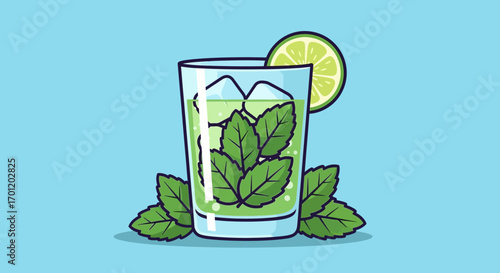 Refreshing Mojito Cocktail with Fresh Mint and Lime.