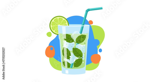 Refreshing Mojito Cocktail with Lime and Mint.