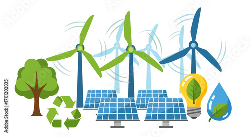Renewable Energy Sources Illustration.