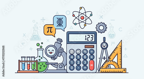 Science and Mathematics Education Concept Illustration.