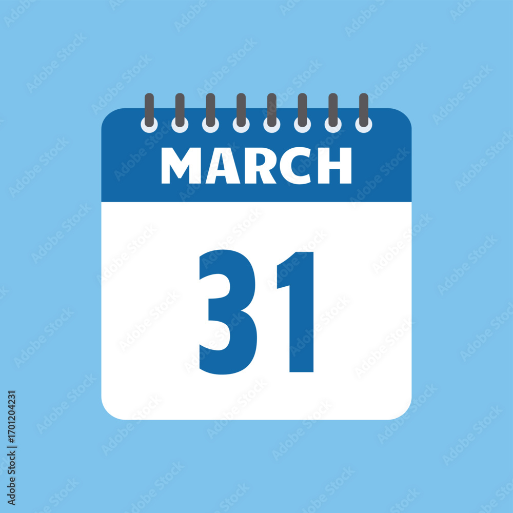 Fototapeta premium march 31 calendar icon Vector page month design
